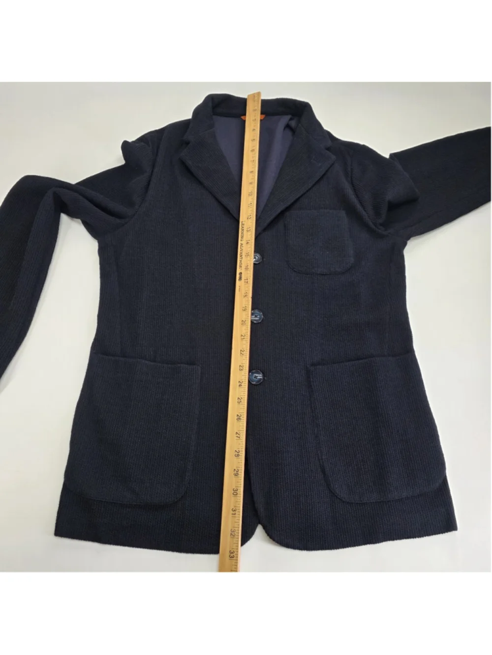 Barena Venezia Mens IT 56 Torceo Navy Ribbed Knit Wool Blazer Made Italy $890